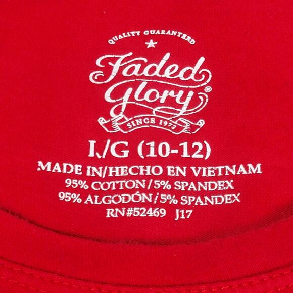 Faded Glory Red Long Sleeve Tee Girl's Size L - Picture 3 of 5